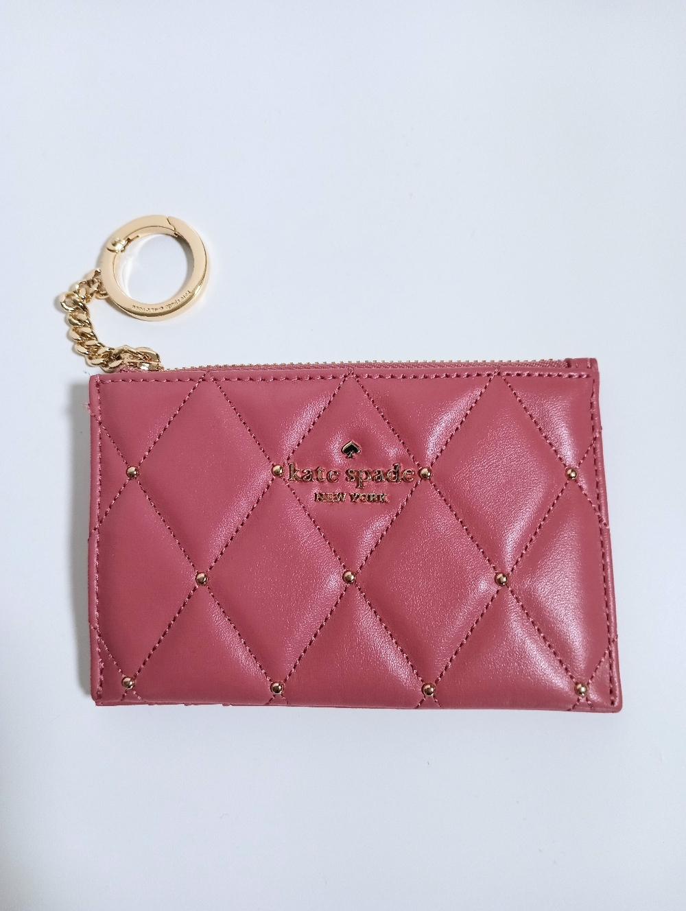 KATE SPADE Carey Quilted Studded Small Card Holder Pomegranate KL819 - Picture 5 of 6